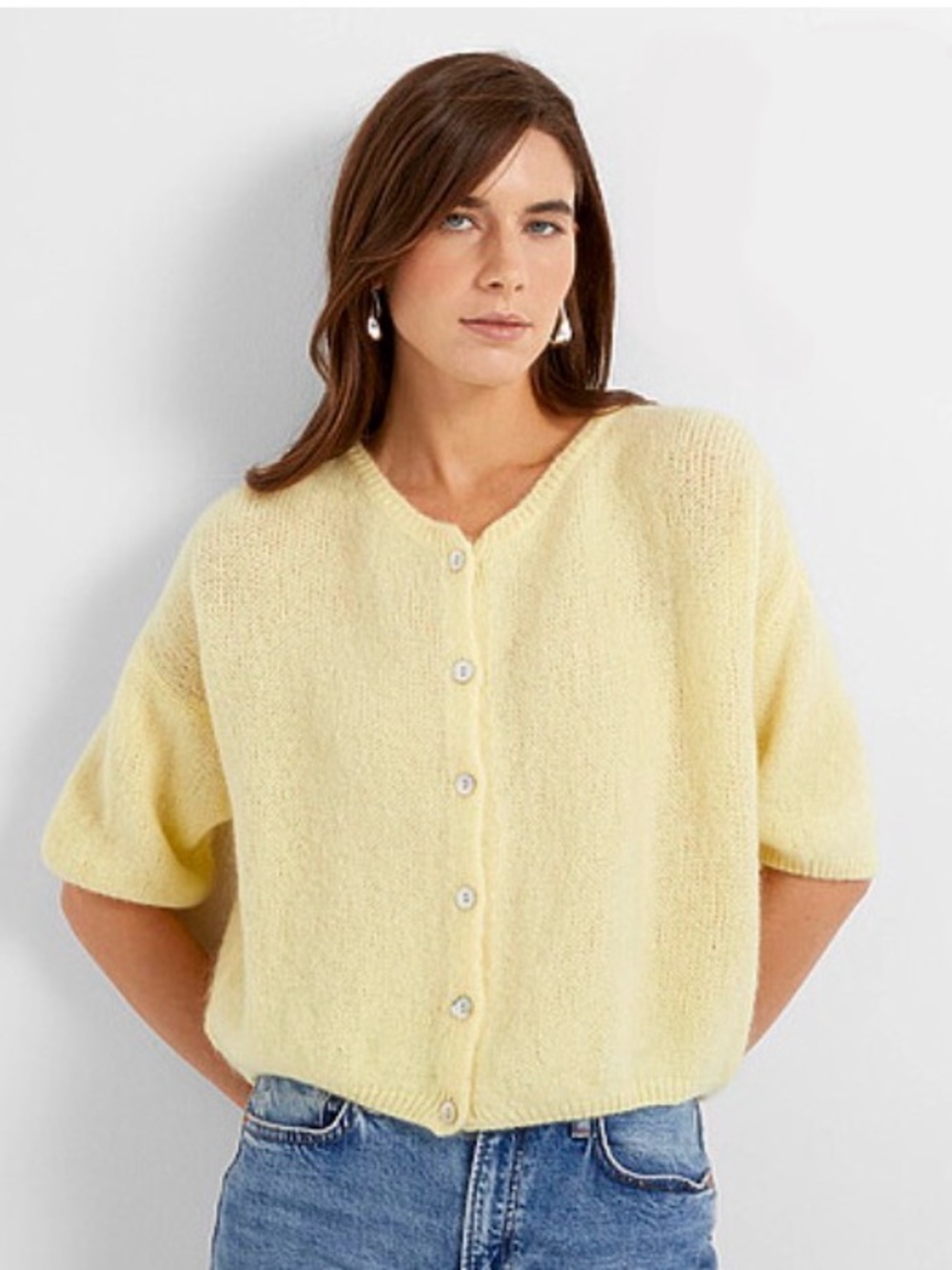 SIMONS short sleeve mohair cardigan